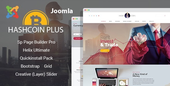 HashCoin Plus - Bitcoin Crypto Currency Joomla 6 Template product preview