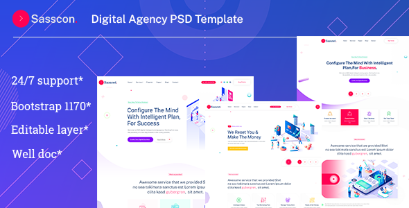 Sasscon | Digital Agency PSD Template