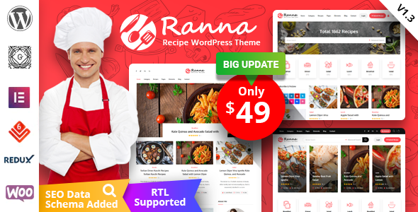 Ranna - Food & Recipe WordPress Theme + RTL listing image