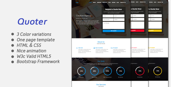 Quoter One page Responsive Bootstrap Template