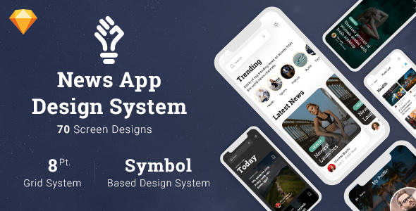 Preview image for News App Design System in Sketch
