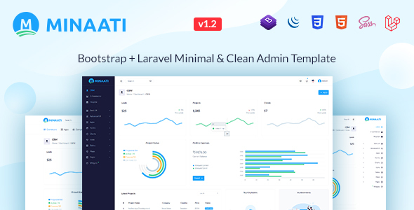 Minaati - Bootstrap + Laravel Minimal & Clean Admin Template listing image