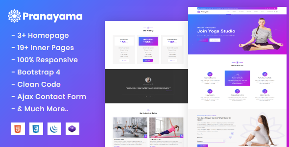 Product preview supplied for Pranayama - Yoga Studio and Meditation Template