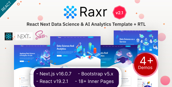 Raxr - React Nextjs 16 Data Science & AI Analytics Template product preview