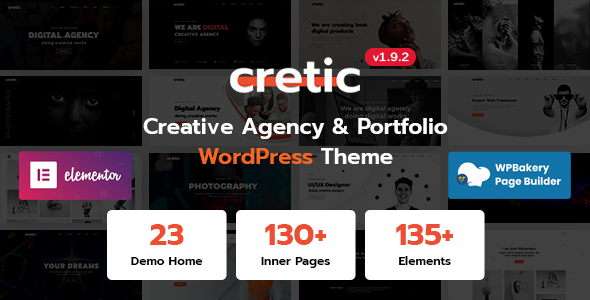 Product preview supplied for Cretic - Creative Agency WordPress Theme