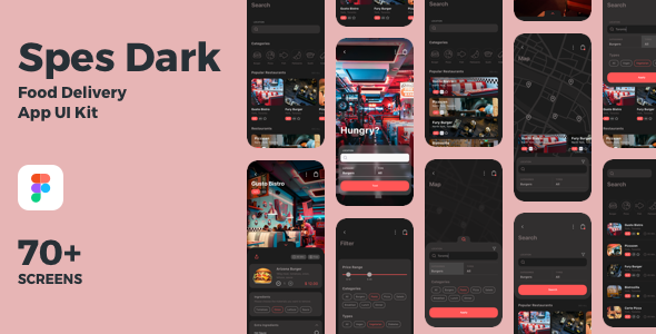 Product preview supplied for Spes Dark - Food Delivery App UI Kit