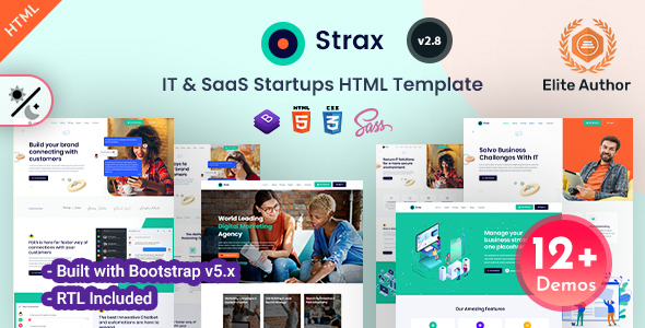 Product preview supplied for Strax - IT Services & SaaS Software Startup Bootstrap 5 Template