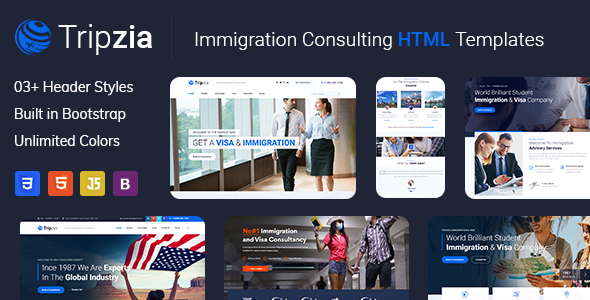 Product preview supplied for Tripzia – Immigration and Visa Consulting HTML Template