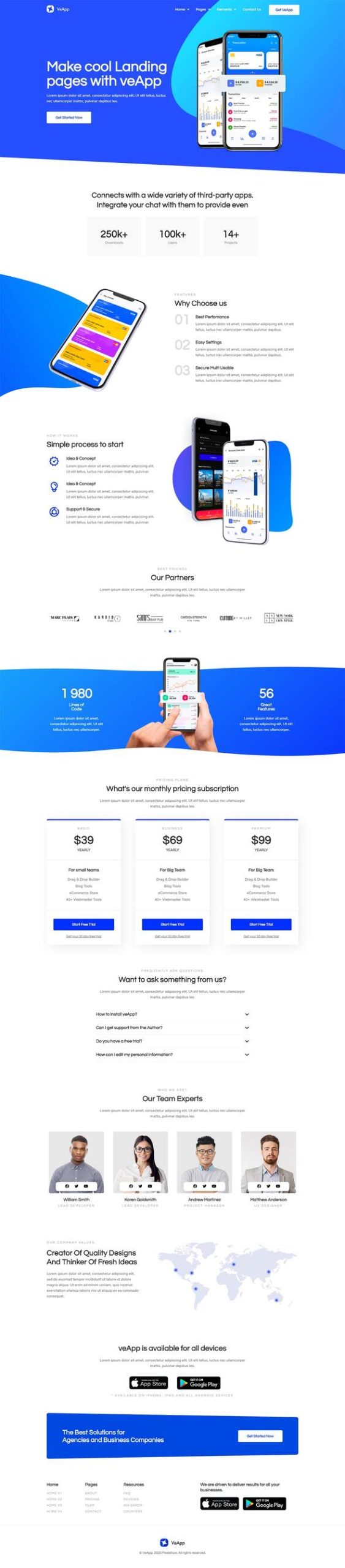 Preview image for veApp - Mobile App & Startup Elementor Template Kit