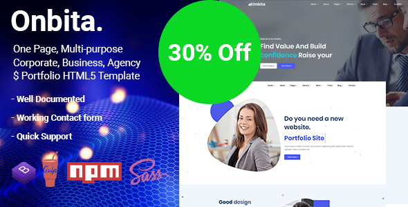 Onbita - Multipurpose Business and Corporate Template product preview