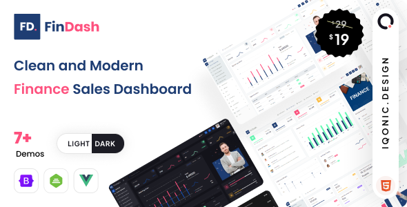 FinDash - Finance Sales Admin Dashboard Template (Vue, HTML) listing image