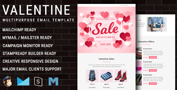 Product preview supplied for Valentine - Multipurpose Responsive Email Template