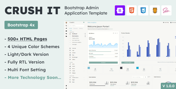 Crush it - Bootstrap Admin Application Template & Ui Kit