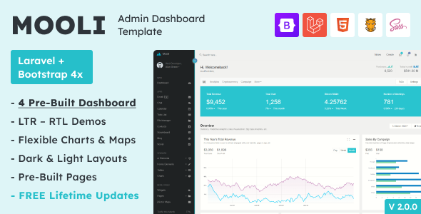 Mooli - Laravel + HTML Admin Dashboard Template with Bootstrap
