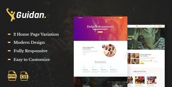 Product preview supplied for Guidan - NonProfit Charity HTML5 Template