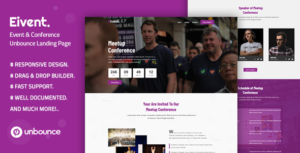 Eivent — Conference & Event Unbounce Landing Page Template