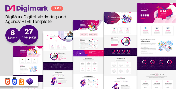Product preview supplied for Digimark - Digital Marketing and Agency HTML Template