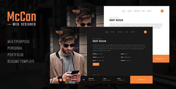 McCan - Creative Personal Portfolio & Resume Template