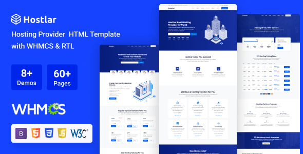 Hostlar – Domain Hosting Provider HTML Template with WHMCS and RTL listing image