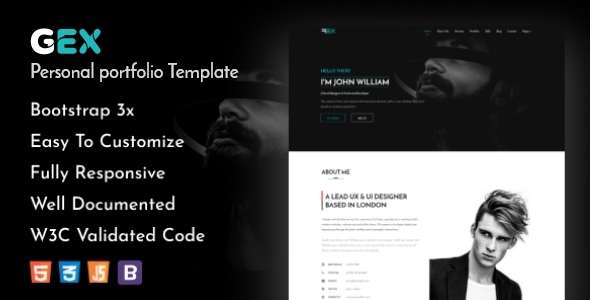 Product preview supplied for Gex - Personal Portfolio HTML Template