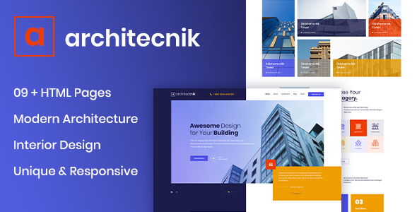 Architecnik - Modern Architecture & Interior Design Agency HTML5 Template product preview