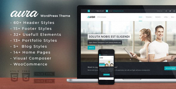 Preview image for Aura - One Page & Multi Page WordPress Theme