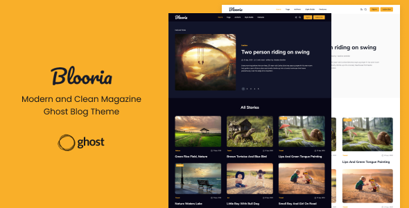 Blooria - Modern and Clean Magazine Ghost Blog Theme product preview