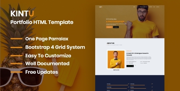Product preview supplied for Kintu - Personal Portfolio HTML Template