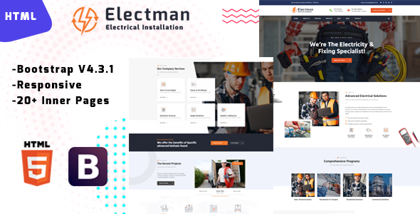 Preview image for Electman - Electricity Repair HTML Template