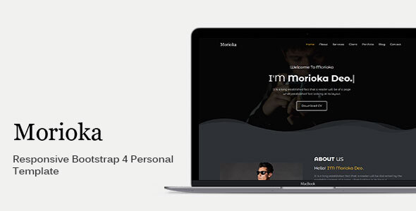 Product preview supplied for Morioka - Responsive Bootstrap 4 One Page Portfolio Template