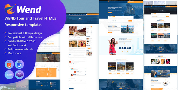 Wend - Tour and Travel HTML5 Responsive template listing image