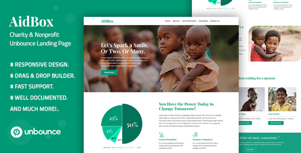 Aidbox — Charity & Nonprofit Unbounce Landing Page product preview