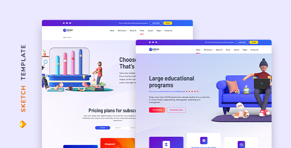 Edison – Online Education Template for Sketch listing image