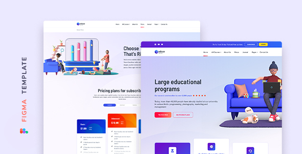 Product preview supplied for Edison – Online Education Template for Figma