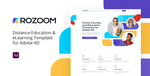 Product preview supplied for Rozoom - Distance Education & eLearning Template for Adobe XD