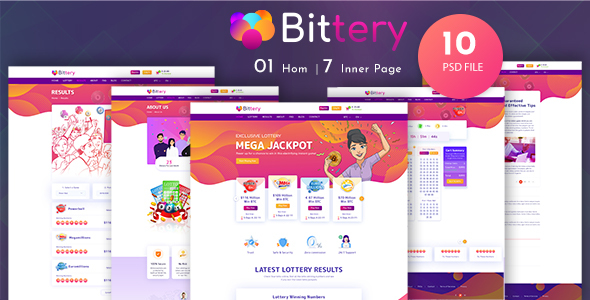 Bittery - Online Lotto & Lottery PSD Template