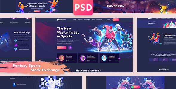 Spovest - Fantasy Sports Stock Exchange PSD template
