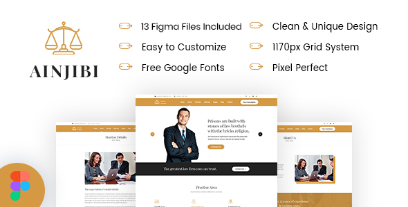 Ainjibi – Attorney and Lawyer Figma Template