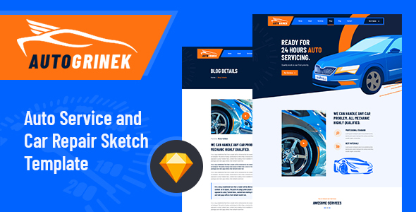 Autogrinek - Auto Service and Car Repair Sketch Template