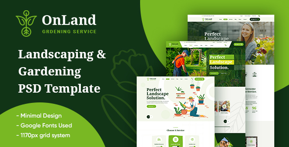 OnLand - Gardening and Landscaping PSD Template