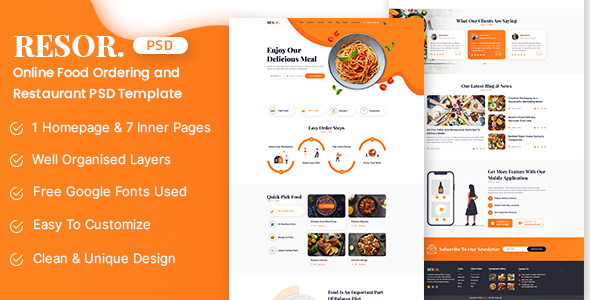 Resor - Restaurant Service PSD Theme product preview