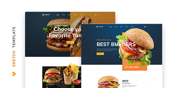 Burgos – Street Food Template for Sketch