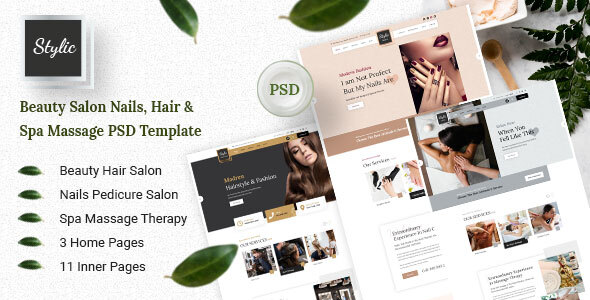 Stylic - Beauty Salon for Nails, Hair & Spa Massage PSD Template