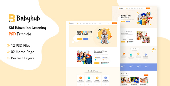 Babyhub - Kids Kindergarten PSD Template product preview