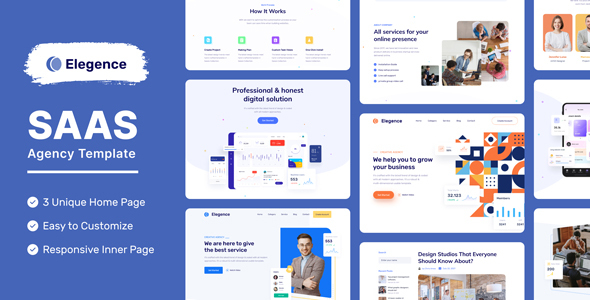 Elegence - SaaS Website Figma Template product preview