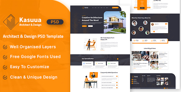 Kasuua - Architect & Design PSD Template product preview