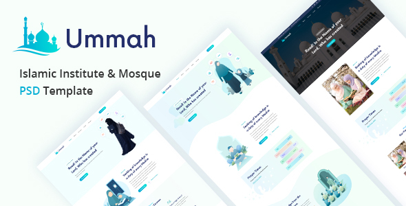 Product preview supplied for Ummah  – Islamic Institute & Mosque PSD Template