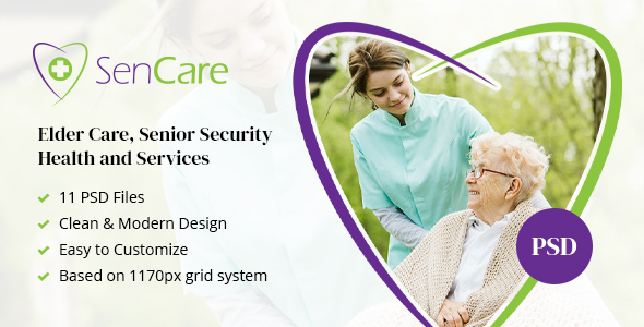 SenCare - Elderly Home & Senior Care PSD Template