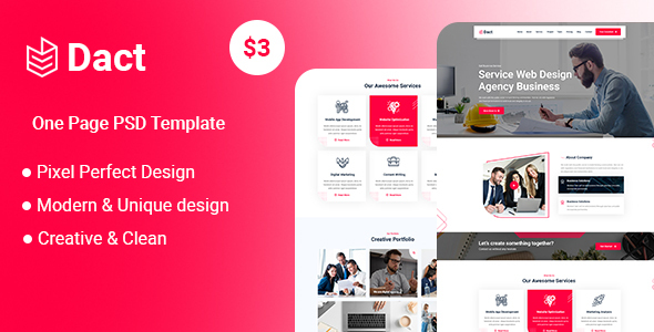 Dact-One Page PSD Template