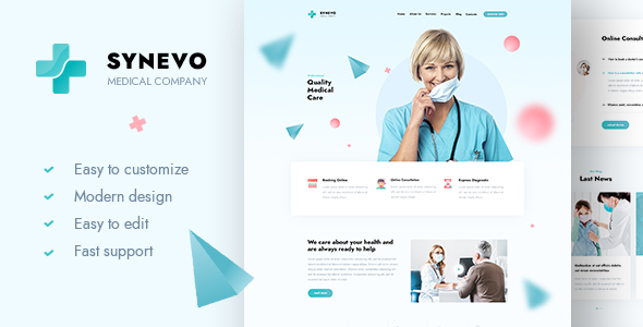 Synevo - Medical Landing PSD Template product preview